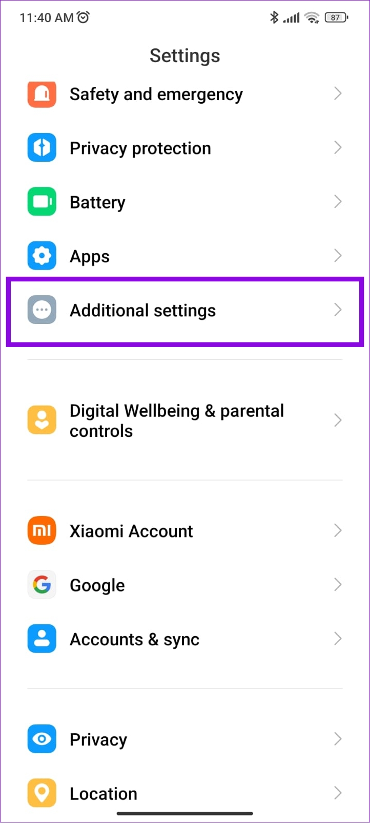 choose additional settings