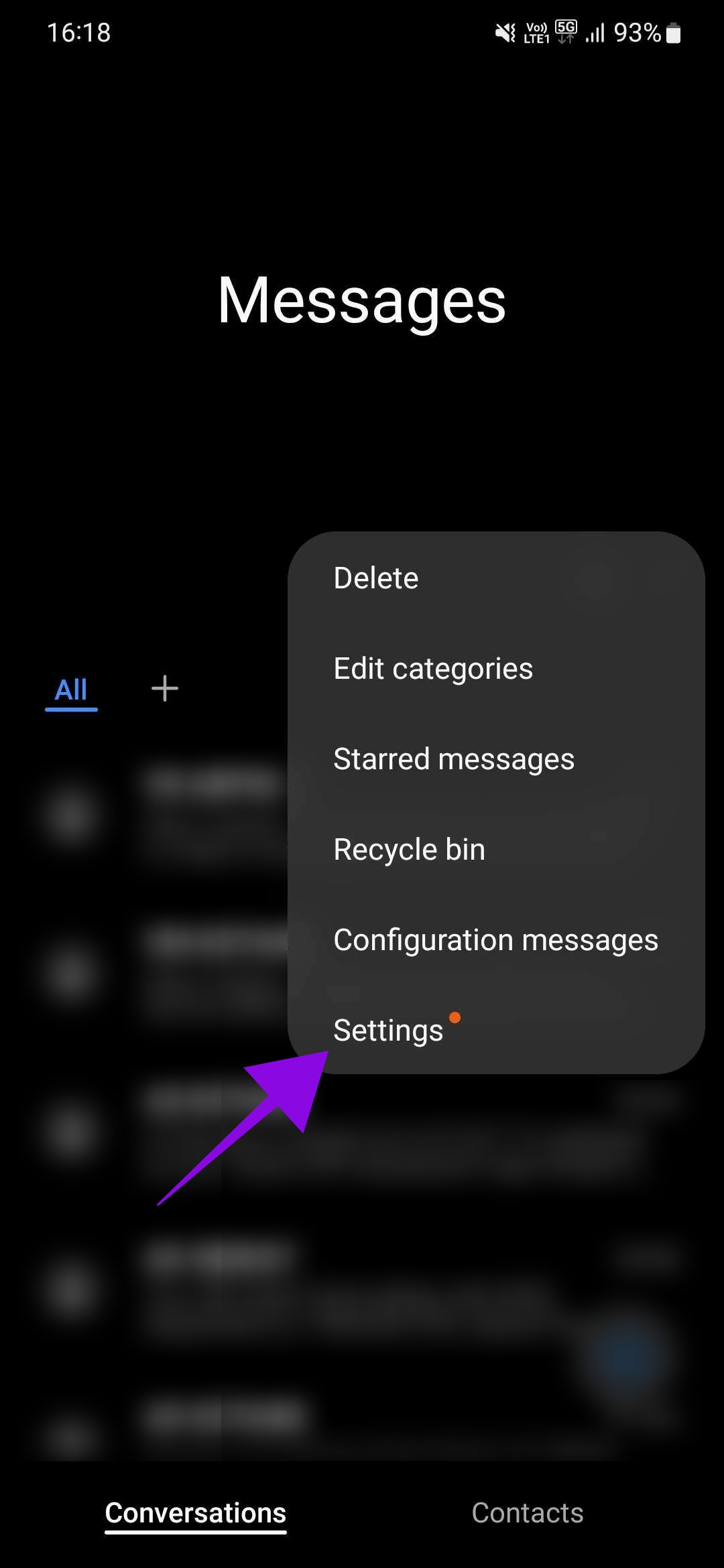 tap the three dots and choose Settings