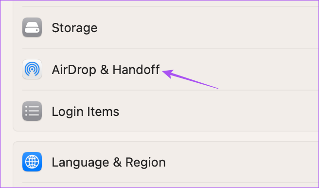 airdrop and handoff settings mac