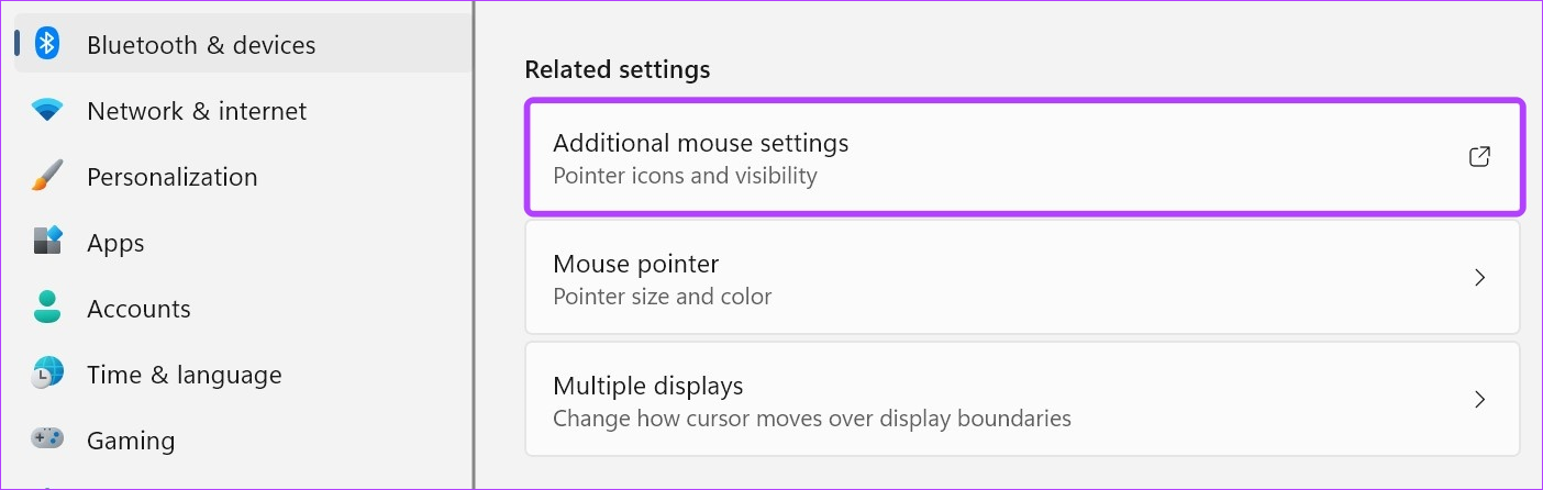 Open Additional mouse settings