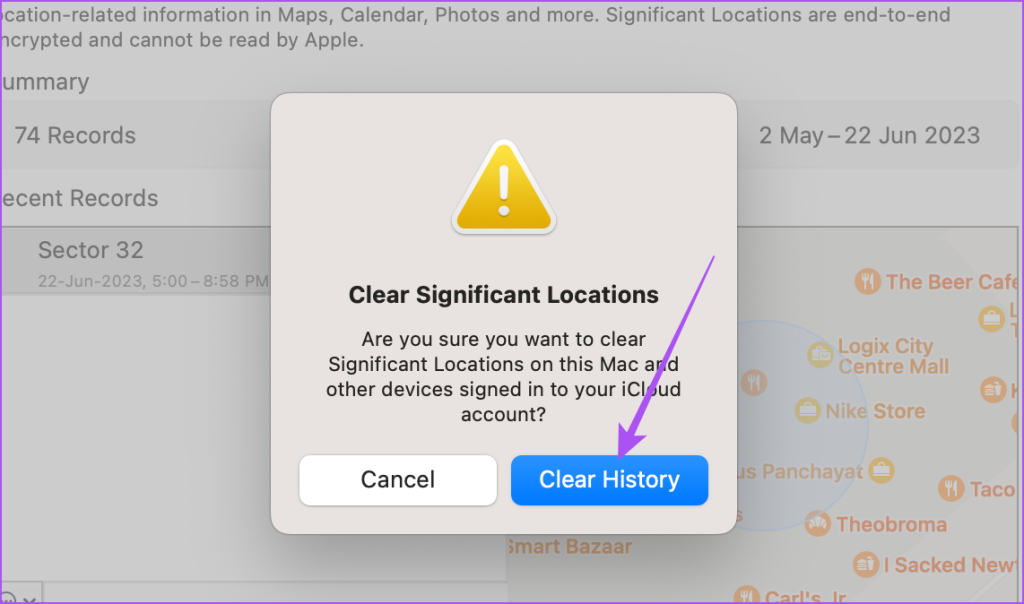 clear history of significant locations mac