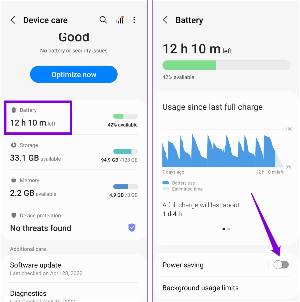 Disable Battery Saver on Android