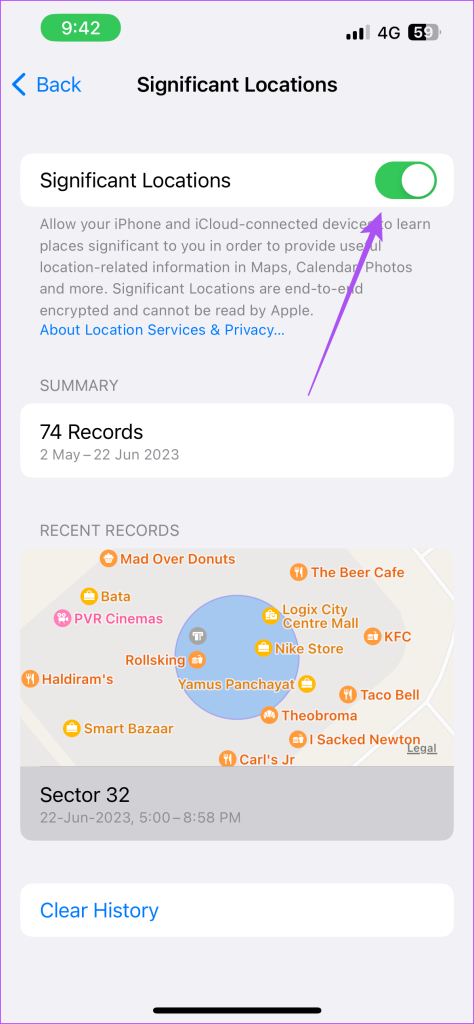 enable significant locations iphone