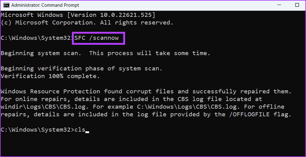 sfc scan in command prompt