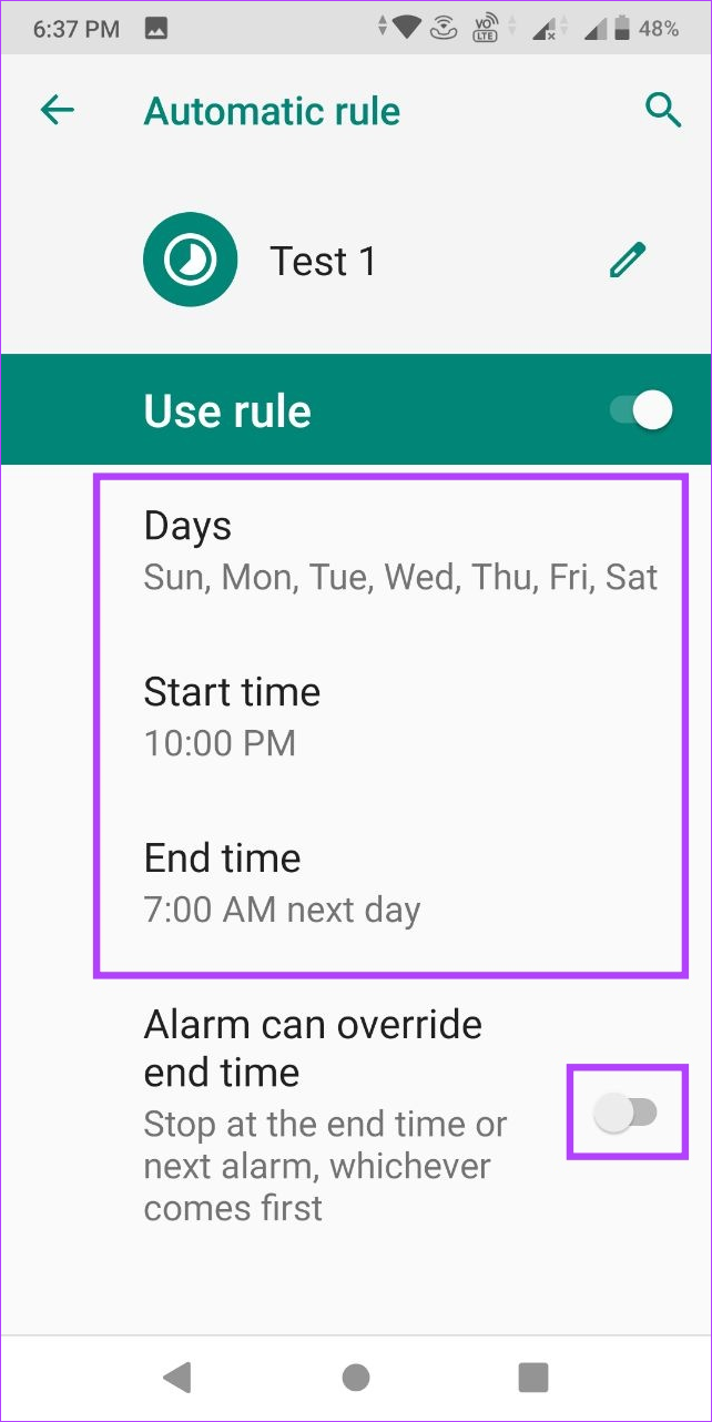 Turn on custom DND schedule