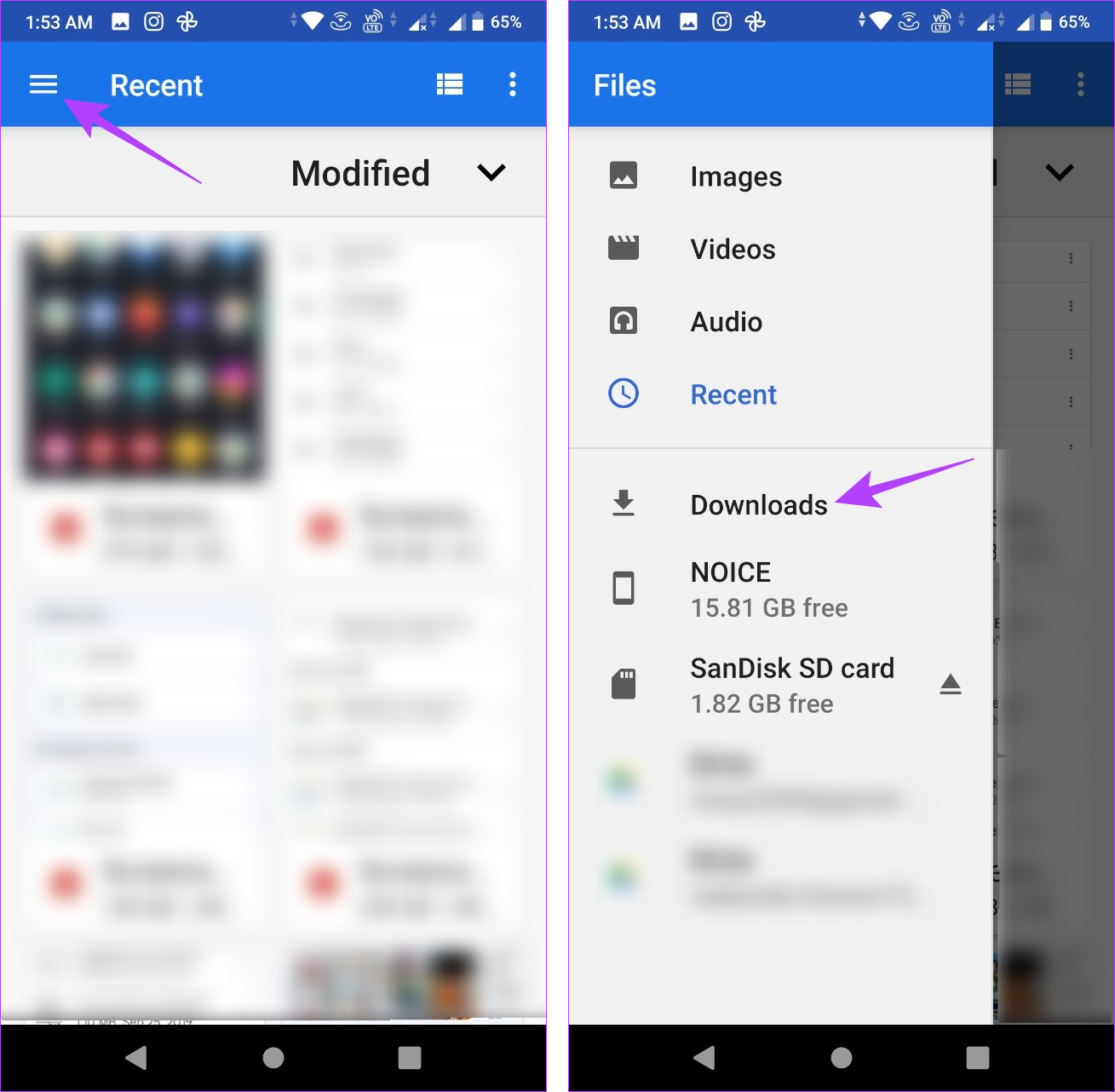 open downloads folder on Android